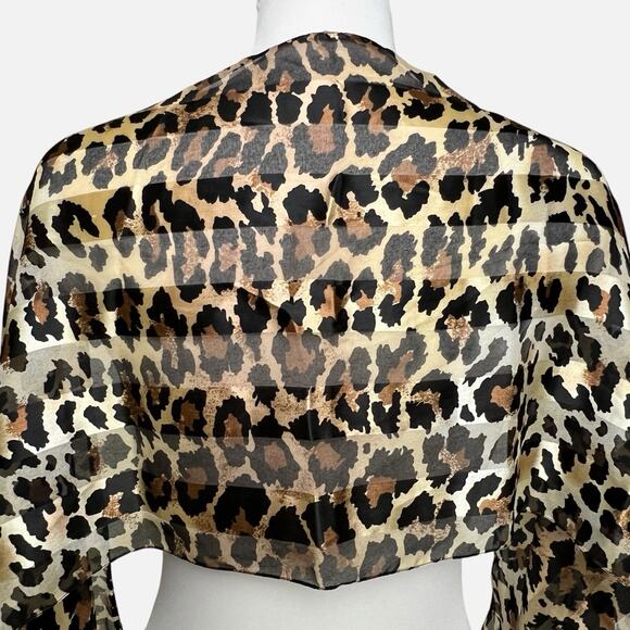 Leopard Print Scarf Wrap Brown Black Soft Trendy Chic Fashion Rectangle 13x57 - Picture 4 of 12